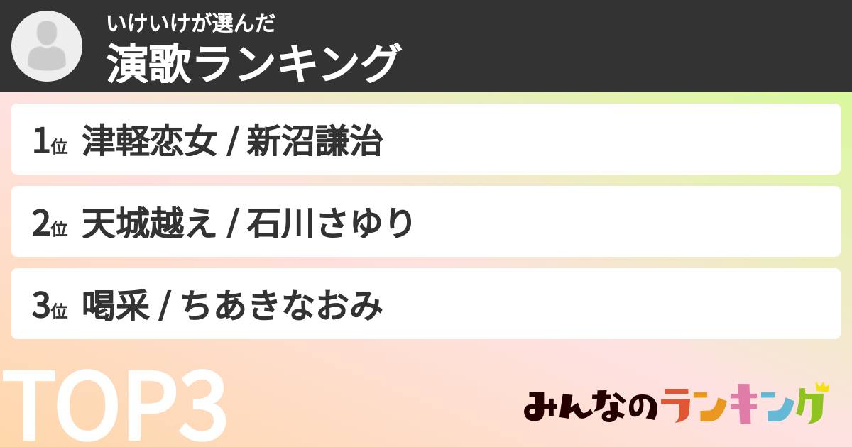 いけいけさんの「演歌ランキング」