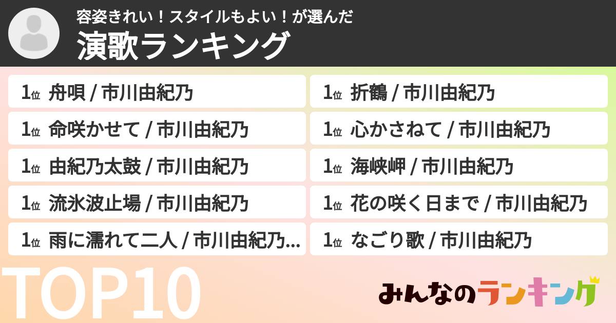 容姿きれい!スタイルもよい!さんの「演歌ランキング」