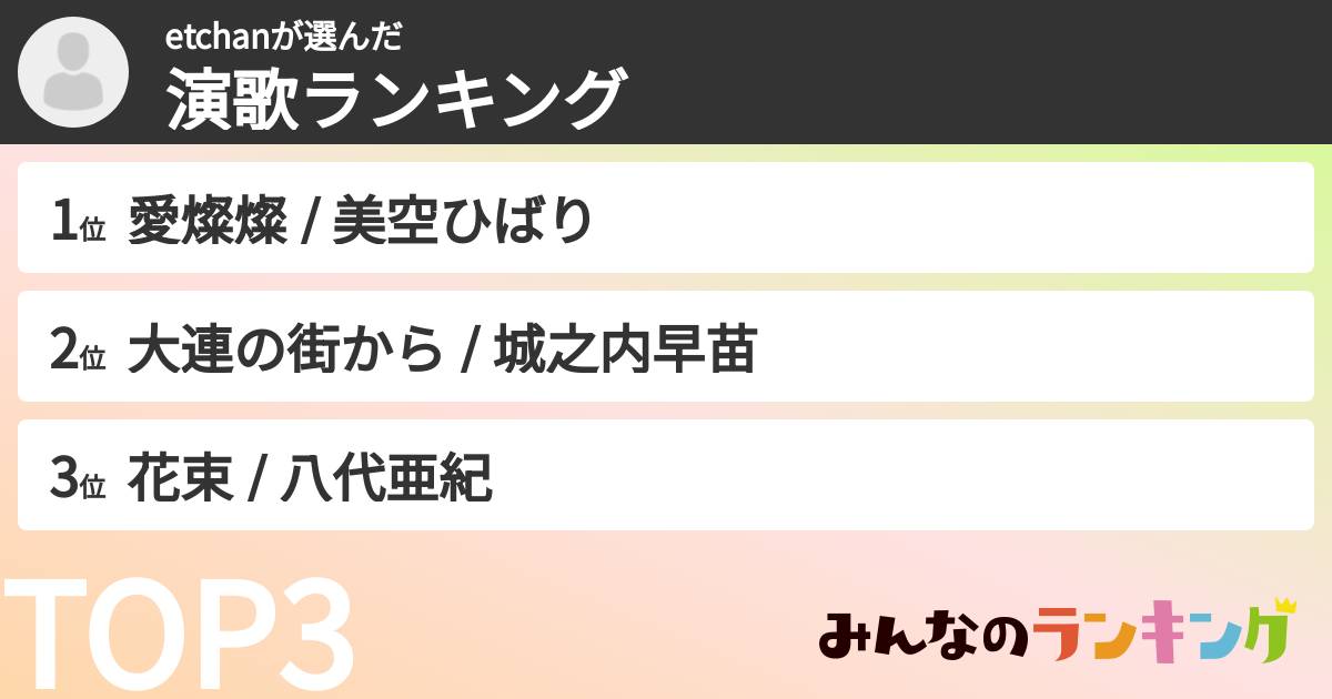etchanさんの「演歌ランキング」