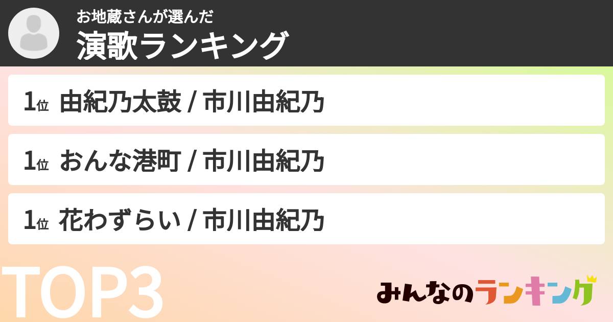お地蔵さんさんの「演歌ランキング」