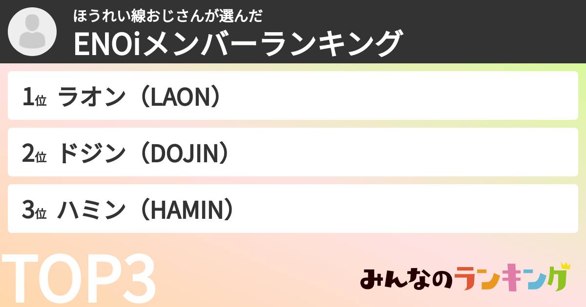 ほうれい線おじさんさんの「ENOiメンバーランキング」