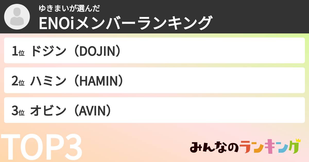 ゆきまいさんの「ENOiメンバーランキング」
