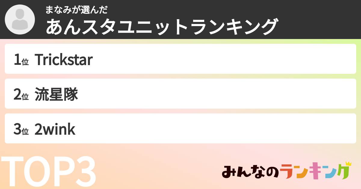 まなみさんの「あんスタユニットランキング」