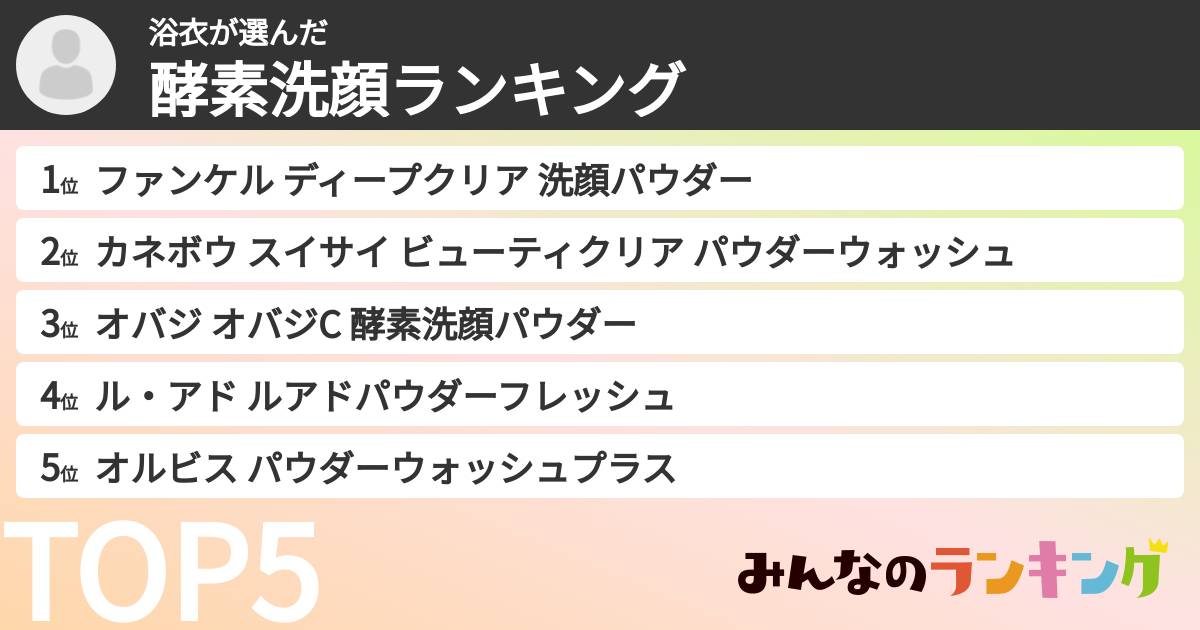 浴衣さんの「酵素洗顔ランキング」