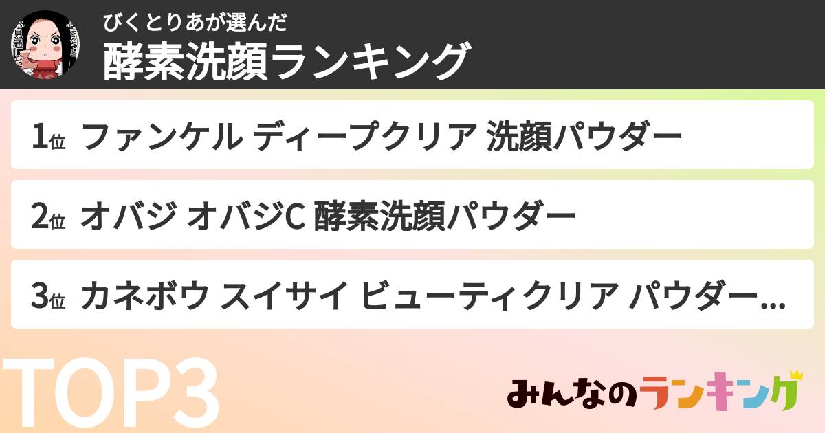 びくとりあさんの「酵素洗顔ランキング」
