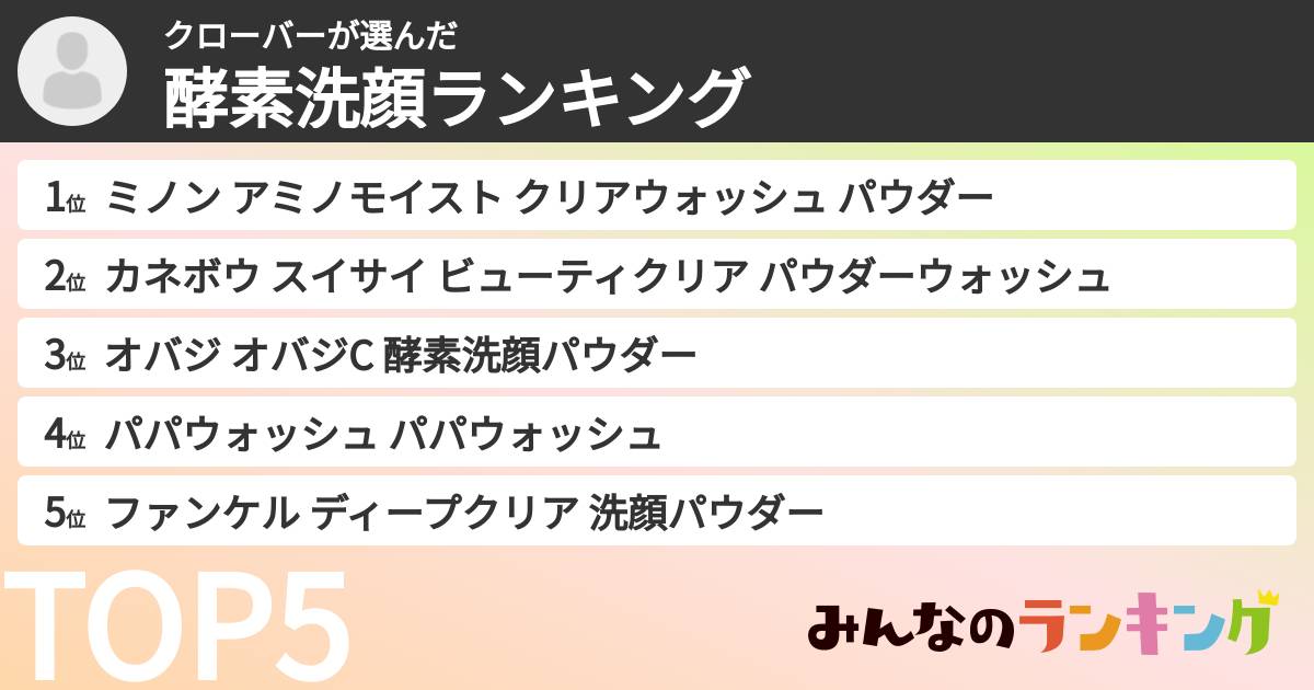 クローバーさんの「酵素洗顔ランキング」