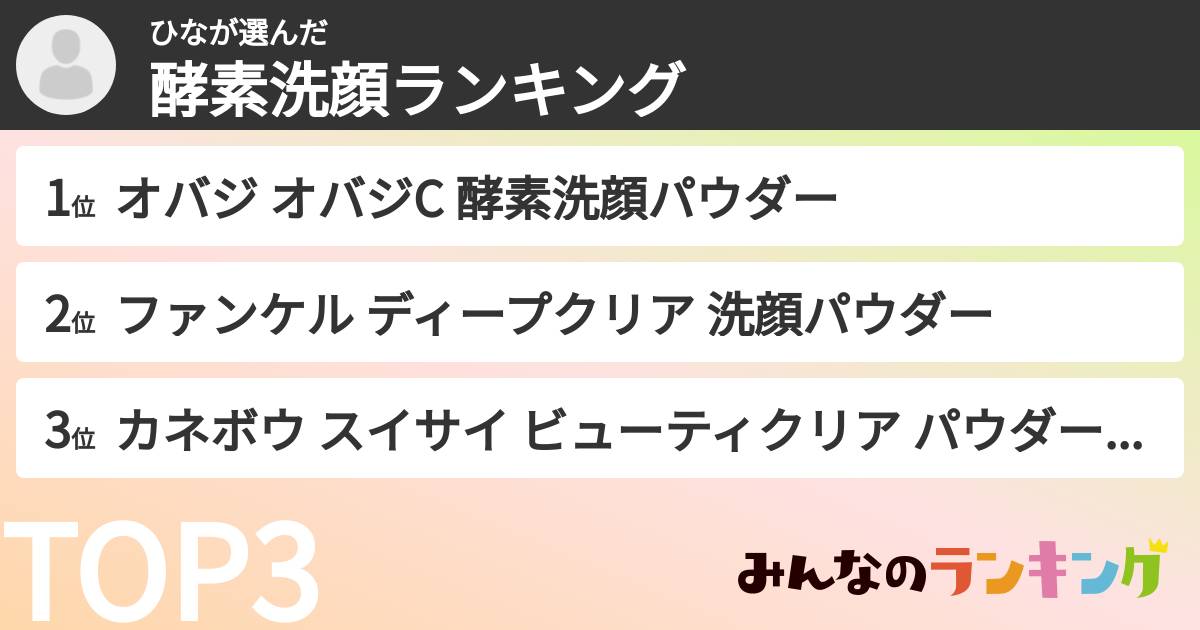 ひなさんの「酵素洗顔ランキング」