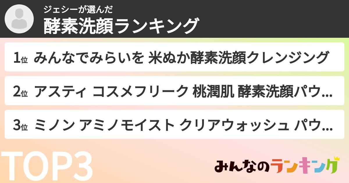 ジェシーさんの「酵素洗顔ランキング」