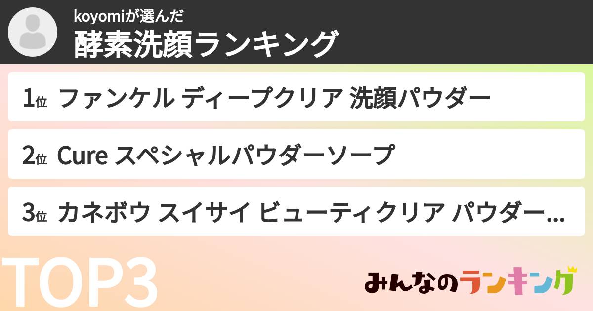 koyomiさんの「酵素洗顔ランキング」