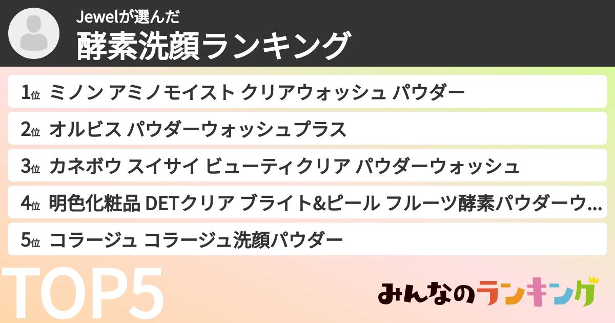 Jewelさんの「酵素洗顔ランキング」