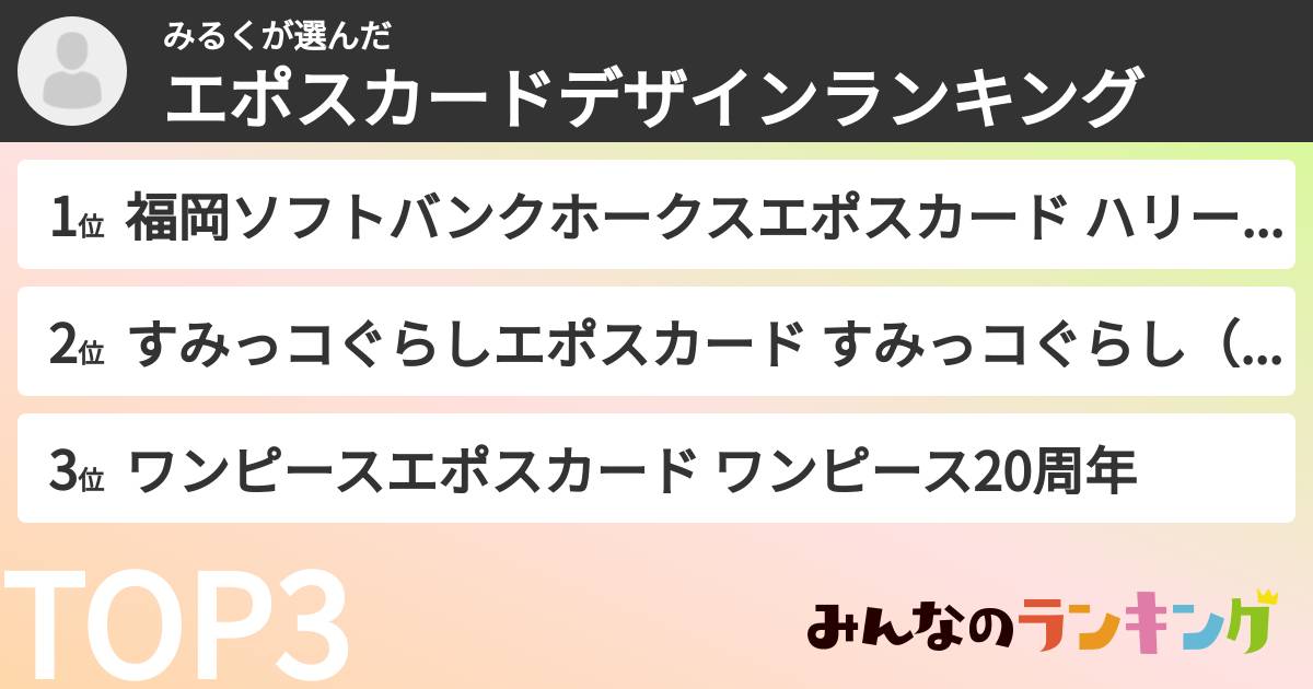 みるくさんの「エポスカードデザインランキング」