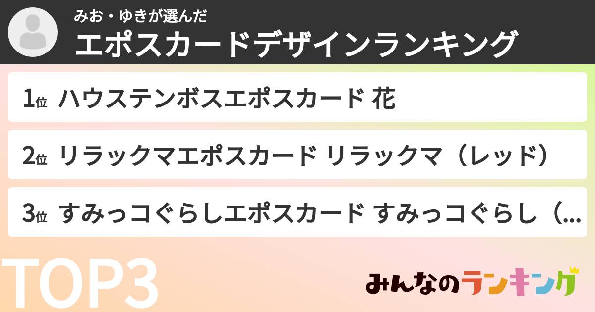 みお・ゆきさんの「エポスカードデザインランキング」