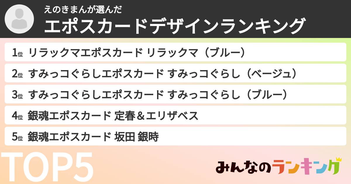 えのきまんさんの「エポスカードデザインランキング」