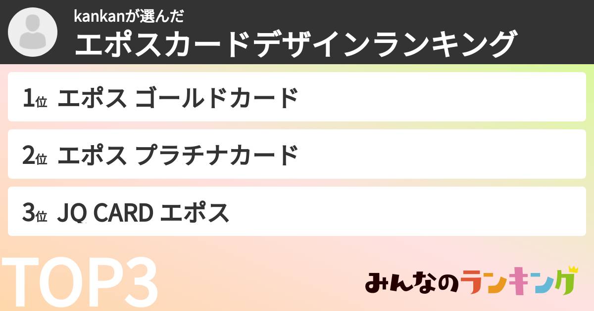 kankanさんの「エポスカードデザインランキング」
