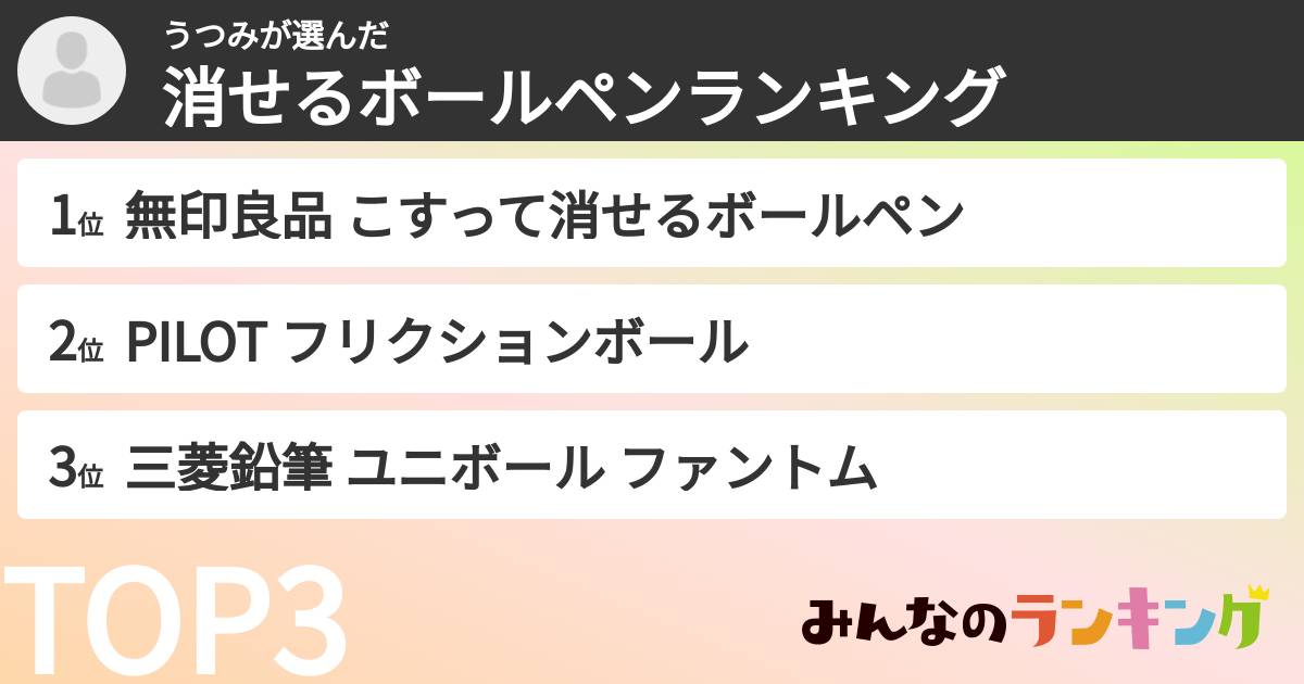 うつみさんの「消せるボールペンランキング」