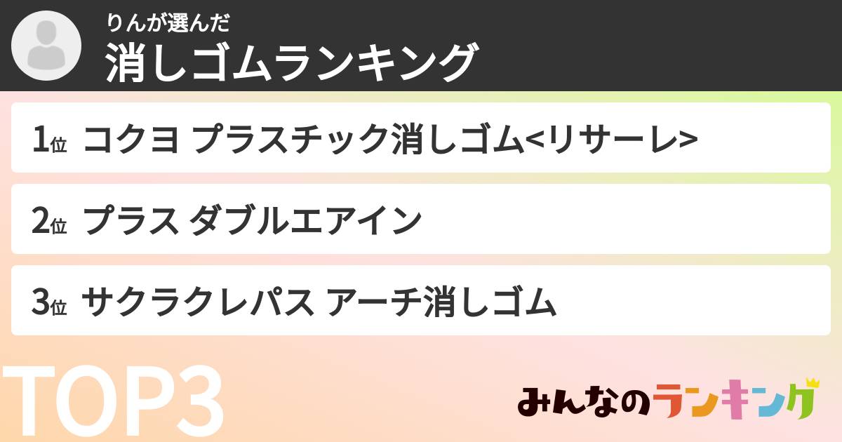 りんさんの「消しゴムランキング」