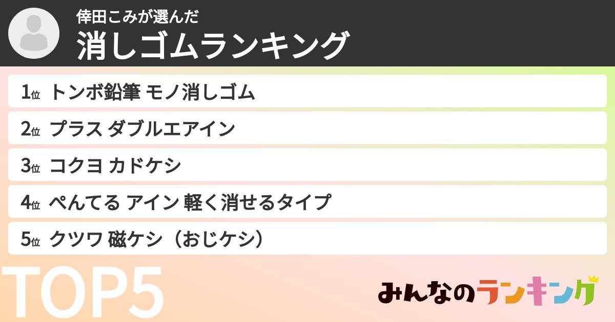 倖田こみさんの「消しゴムランキング」