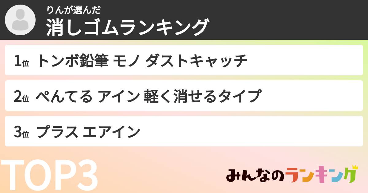 りんさんの「消しゴムランキング」