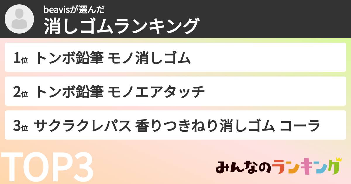 beavisさんの「消しゴムランキング」