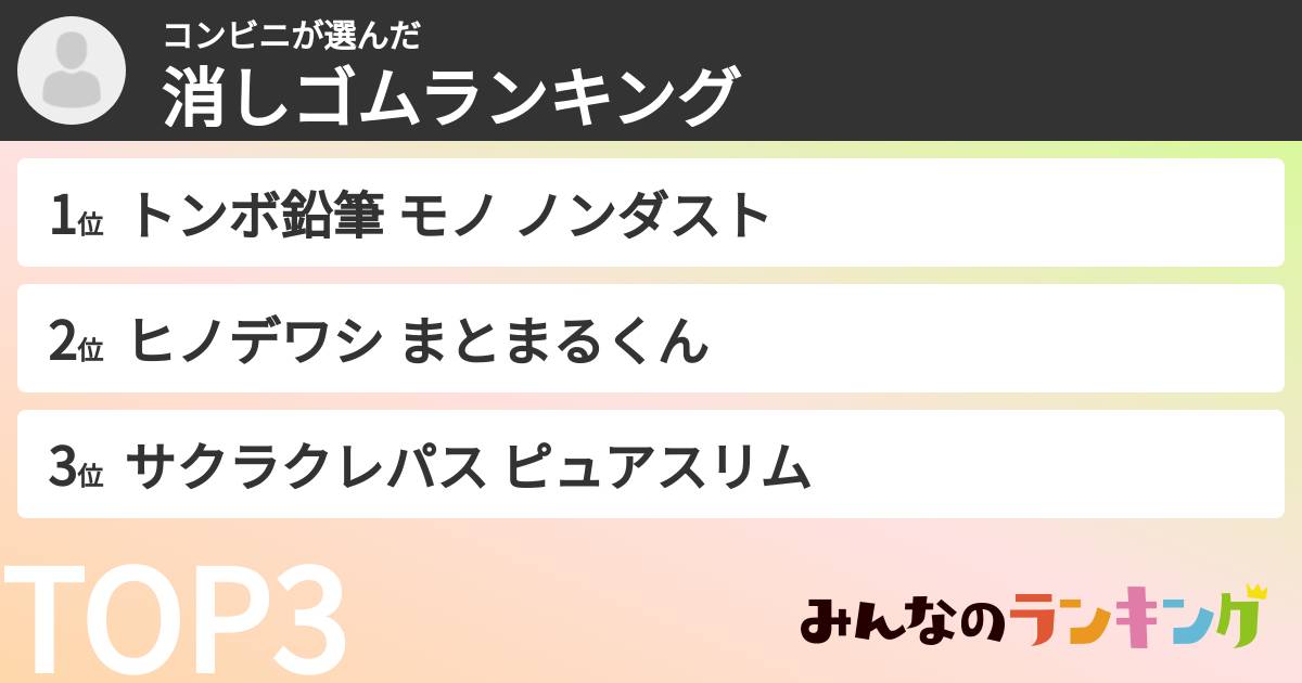コンビニさんの「消しゴムランキング」
