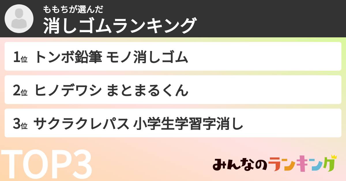 ももちさんの「消しゴムランキング」