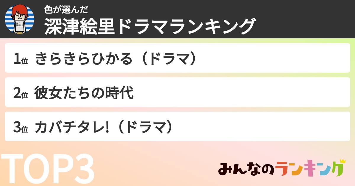色さんの「深津絵里ドラマランキング」