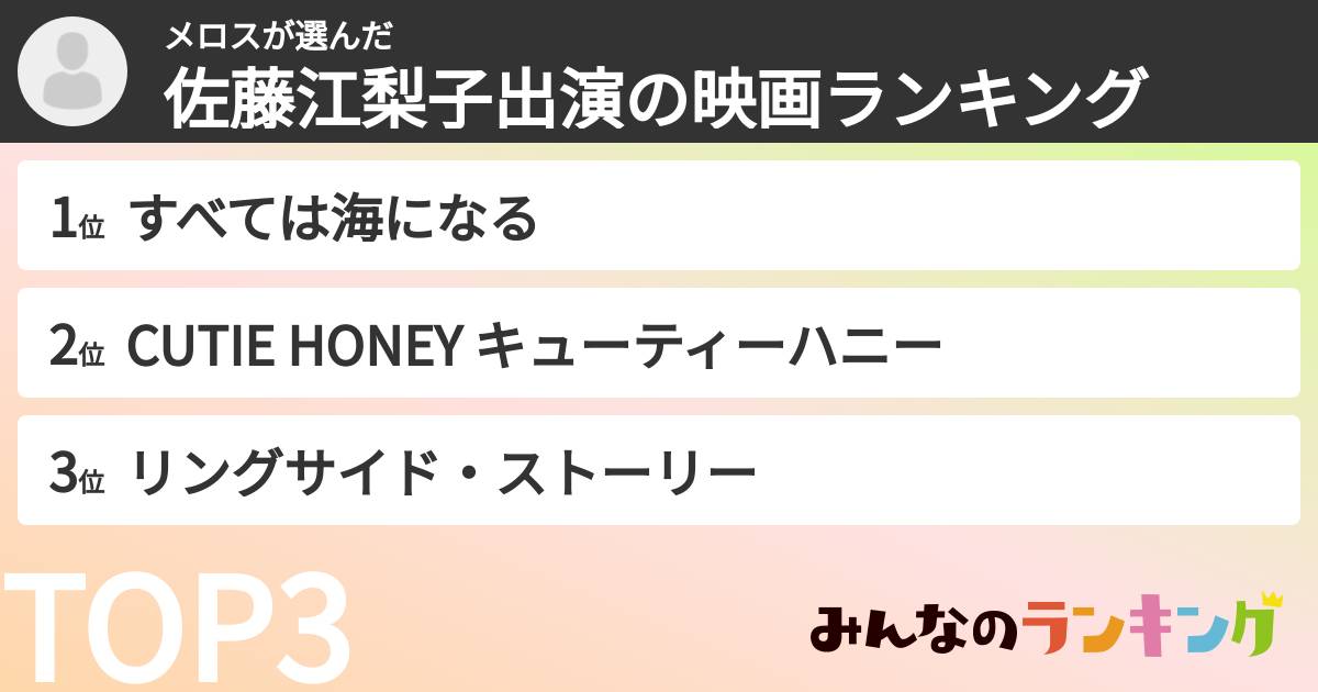 メロスさんの「佐藤江梨子出演の映画ランキング」
