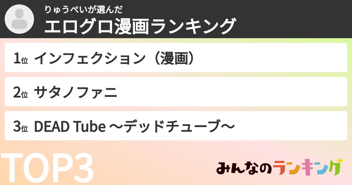 りゅうぺいさんの「エログロ漫画ランキング」