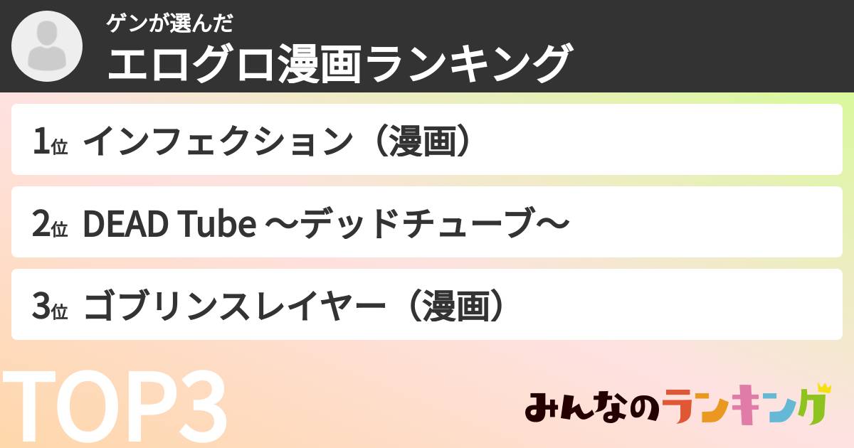 ゲンさんの「エログロ漫画ランキング」