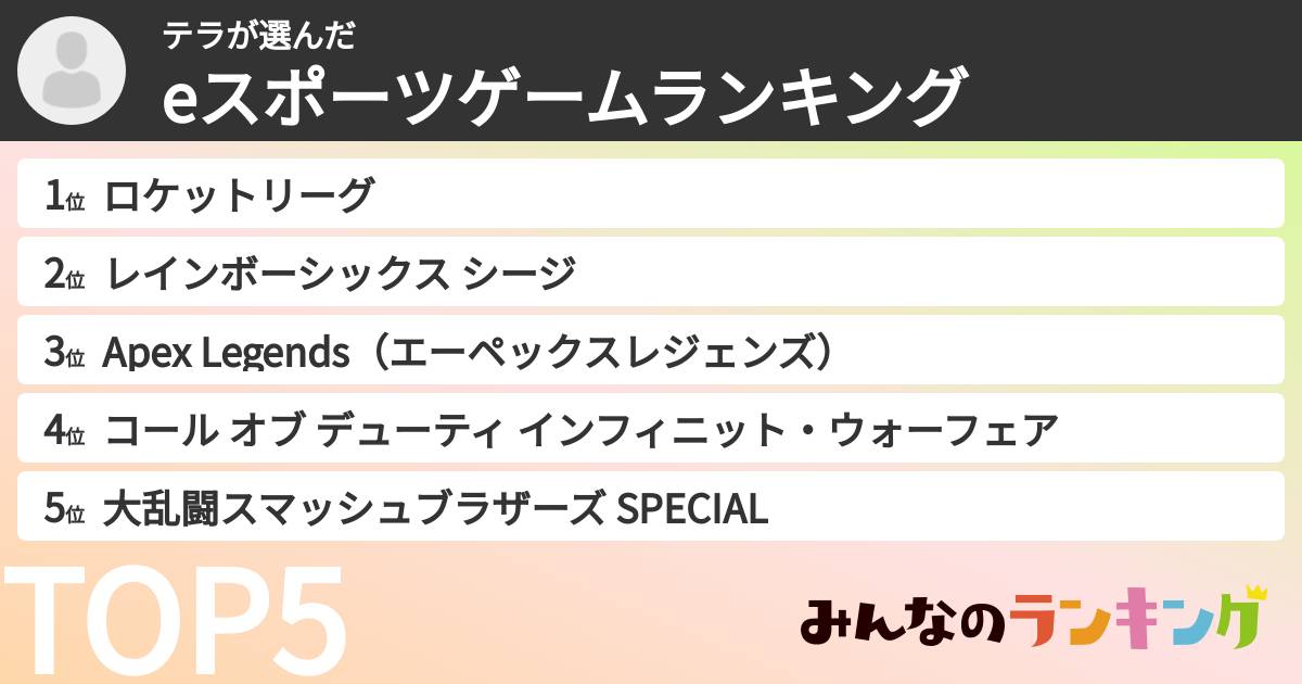 テラさんの「eスポーツゲームランキング」