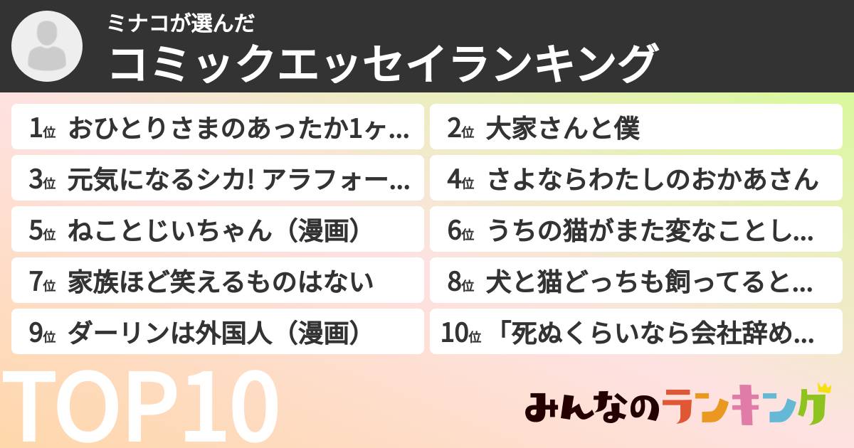 ミナコさんの「コミックエッセイランキング」