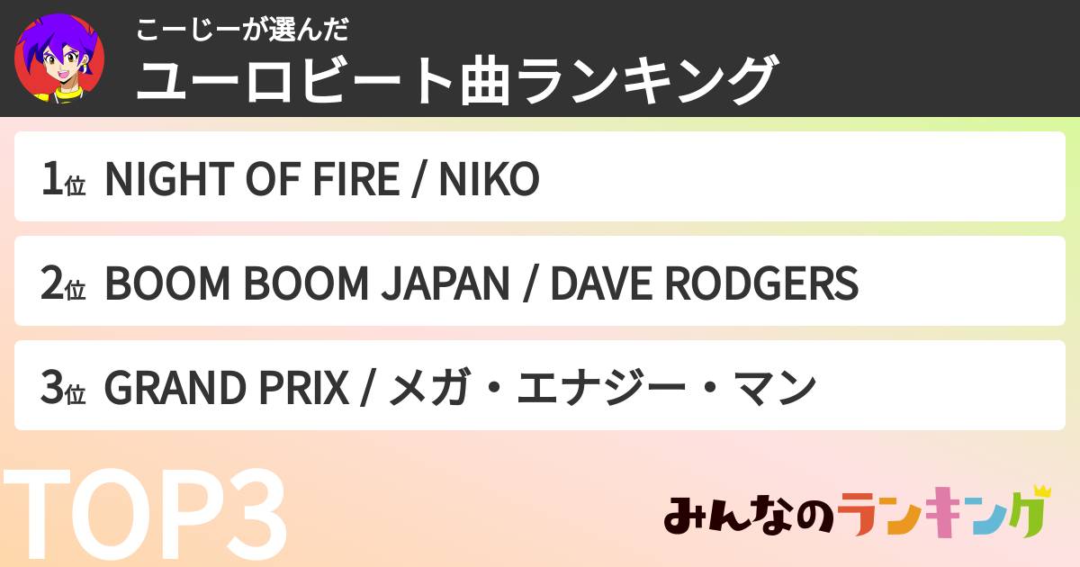 こーじーさんの「ユーロビート曲ランキング」