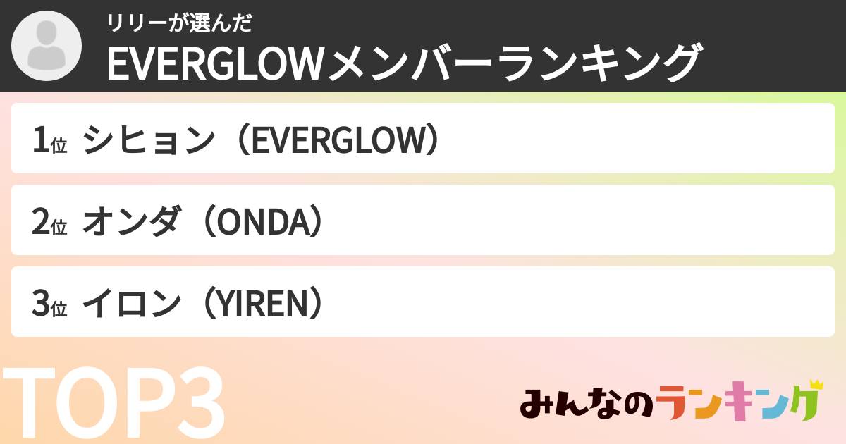 リリーさんの「EVERGLOWメンバーランキング」