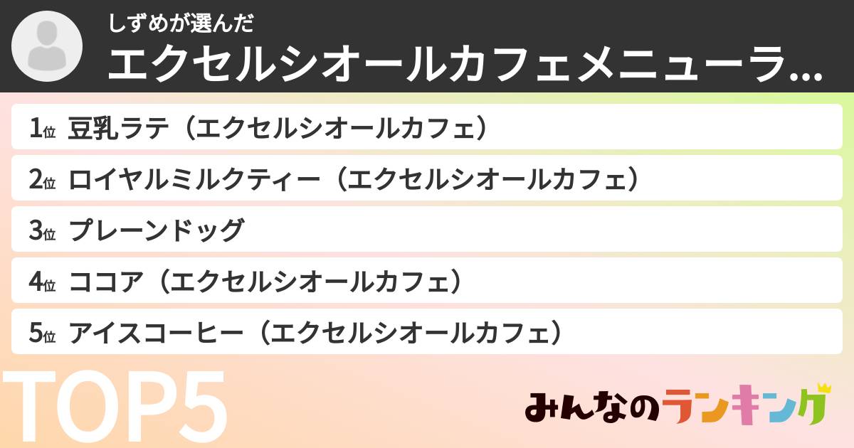 しずめさんの「エクセルシオールカフェメニューランキング」