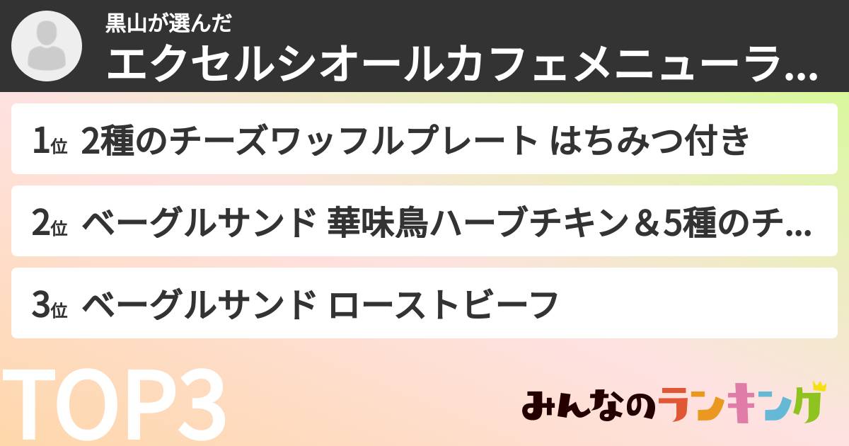 黒山さんの「エクセルシオールカフェメニューランキング」