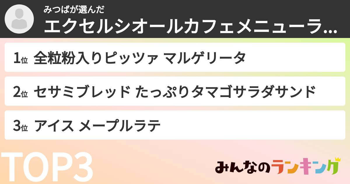 みつばさんの「エクセルシオールカフェメニューランキング」