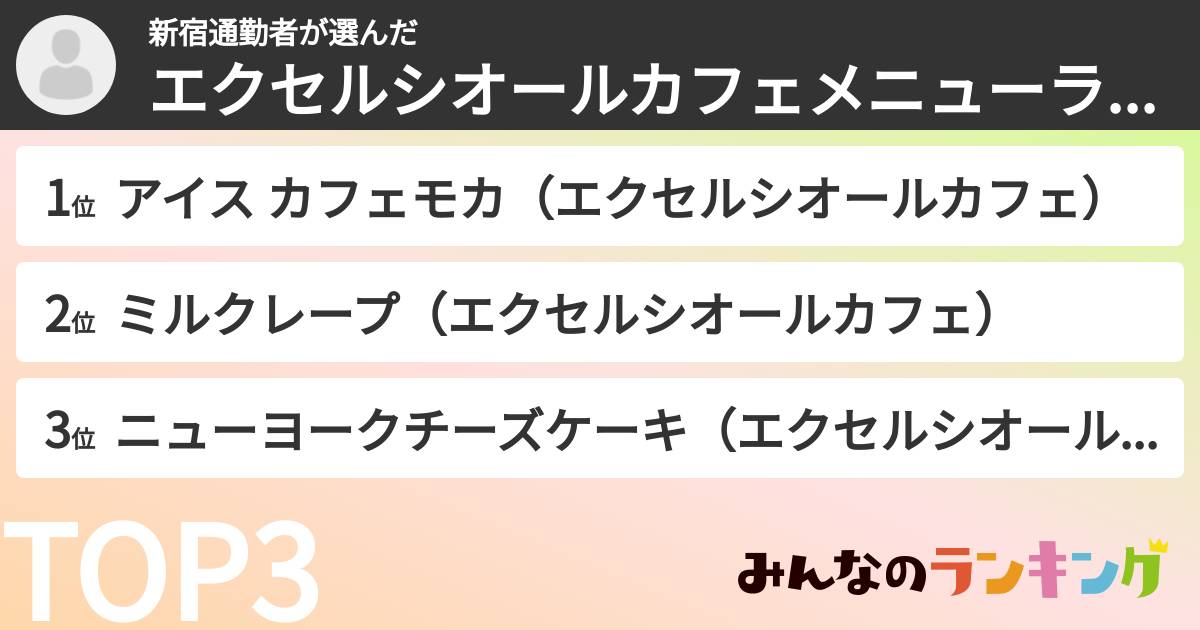 新宿通勤者さんの「エクセルシオールカフェメニューランキング」