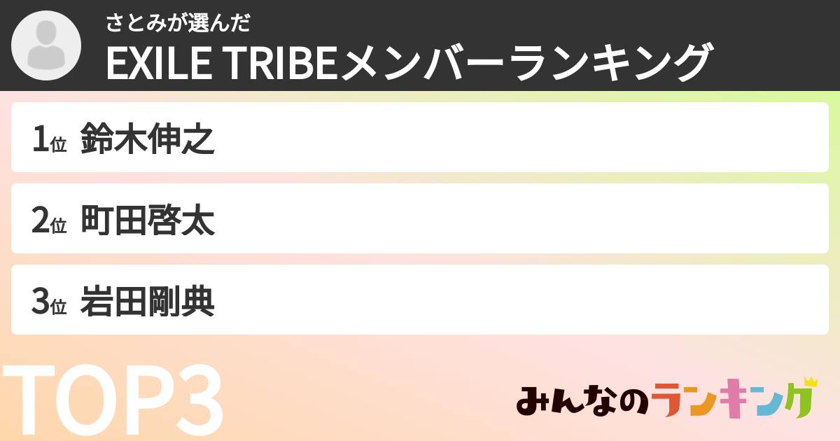 さとみさんの「EXILE TRIBEメンバーランキング」