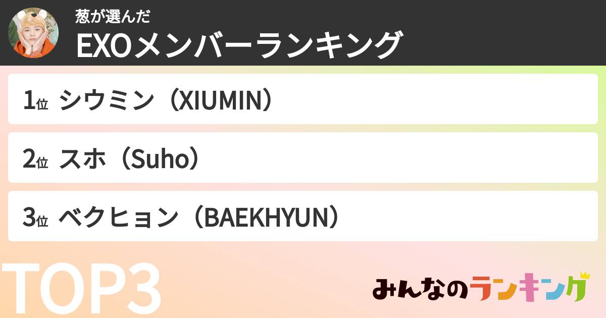 葱さんの「EXOメンバーランキング」