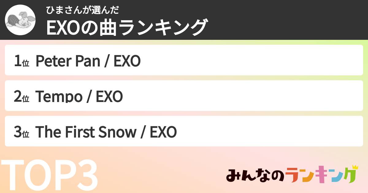 ひまさんさんの「EXOの曲ランキング」