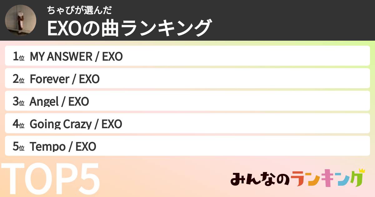 ちゃぴさんの「EXOの曲ランキング」
