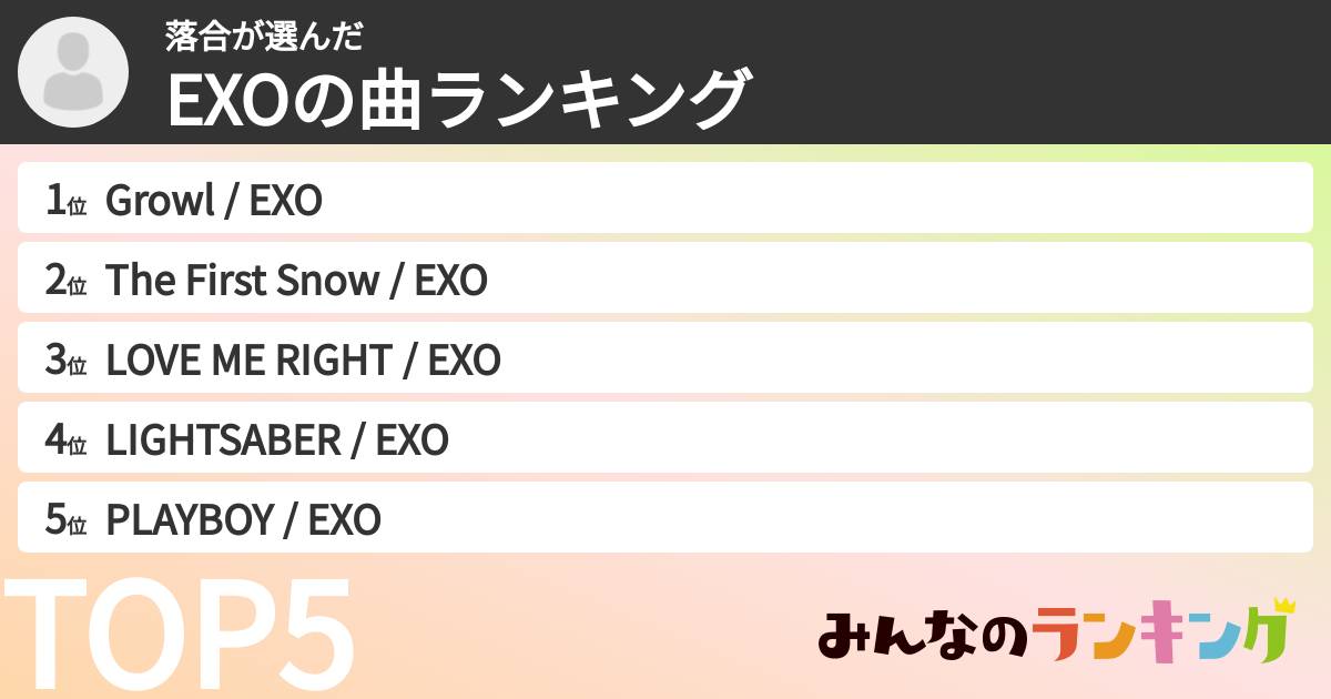 落合さんの「EXOの曲ランキング」