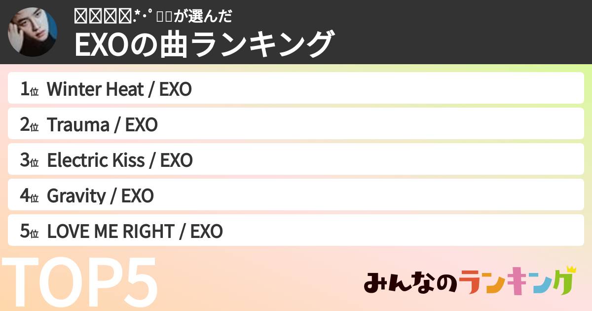 ℕ𝕚𝕟𝕒.*･ﾟ🍫🌵さんの「EXOの曲ランキング」