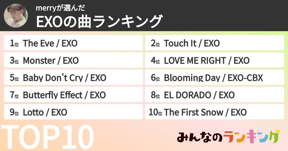 merryさんの「EXOの曲ランキング」