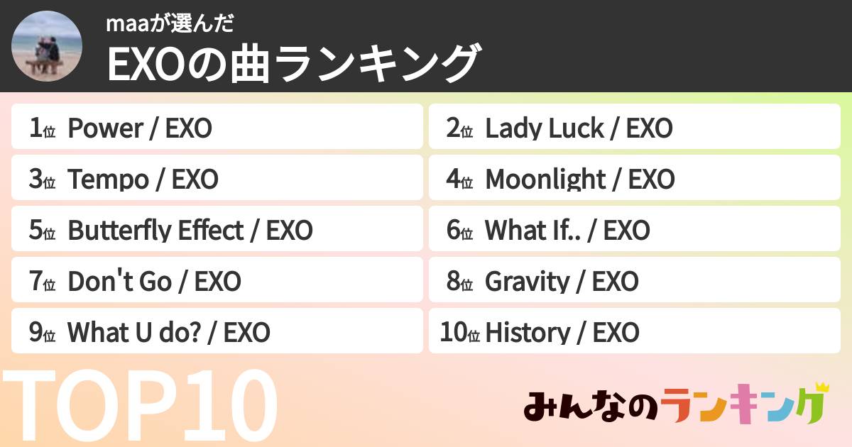 maaさんの「EXOの曲ランキング」