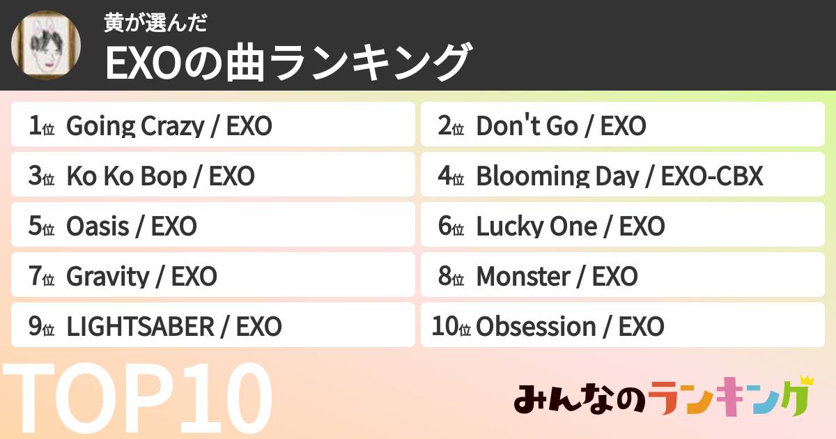 黄さんの「EXOの曲ランキング」