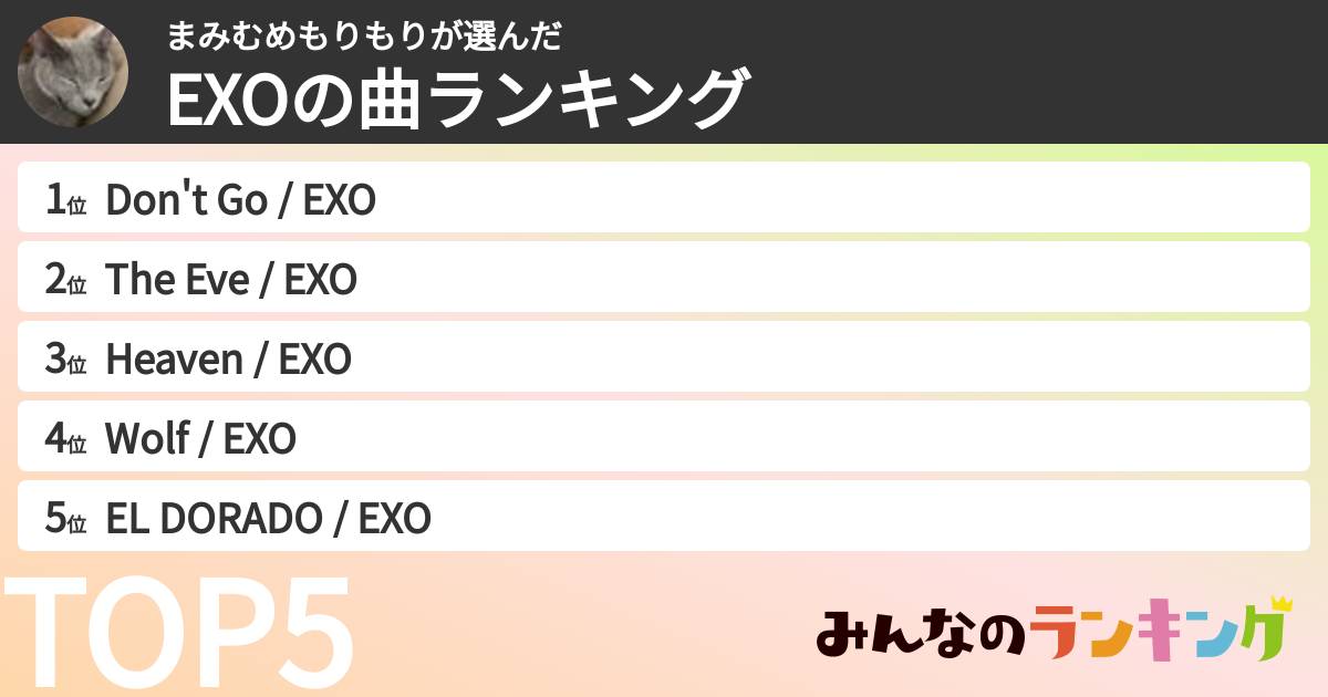 まみむめもりもりさんの「EXOの曲ランキング」
