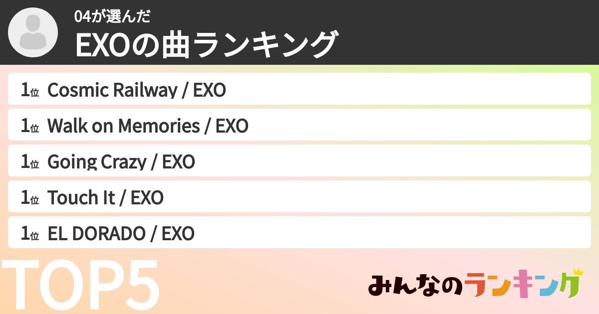 04さんの「EXOの曲ランキング」