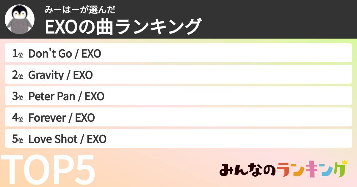 みーはーさんの「EXOの曲ランキング」