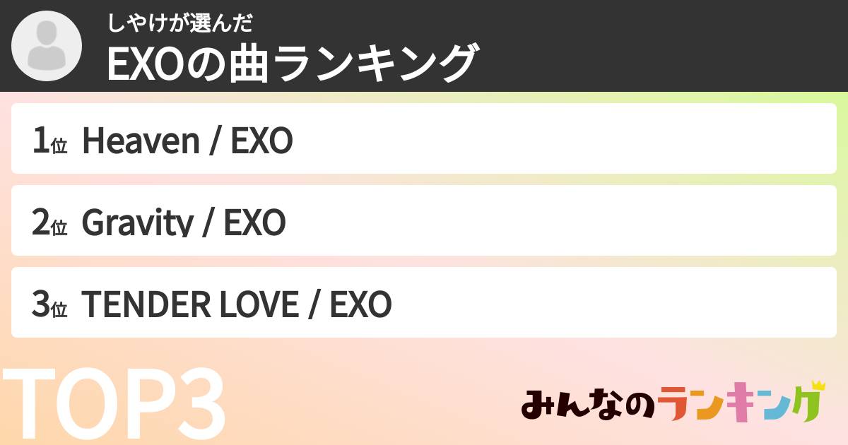 しやけさんの「EXOの曲ランキング」